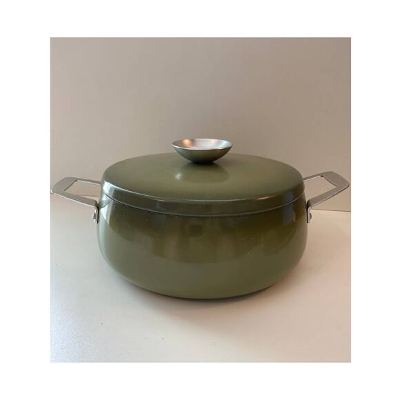 Vintage MCM Green Regal Ware nonstick dutch oven aluminum w lid and handles - Picture 3 of 11